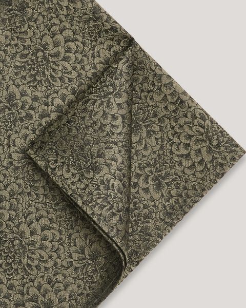 Khaki Black Tie Floral Pocket Square 